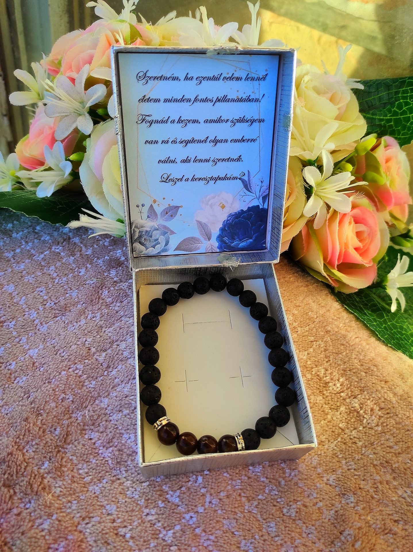 Keresztapa felkérő ásvány karkötő